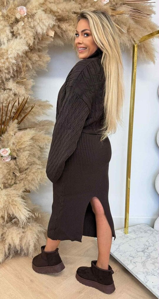 PERFECT SET DRESS + SWEAT 8780 COFFEE