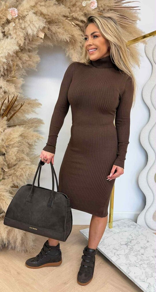 KOLLIE BASIC RIB DRESS 6615 CHOCO