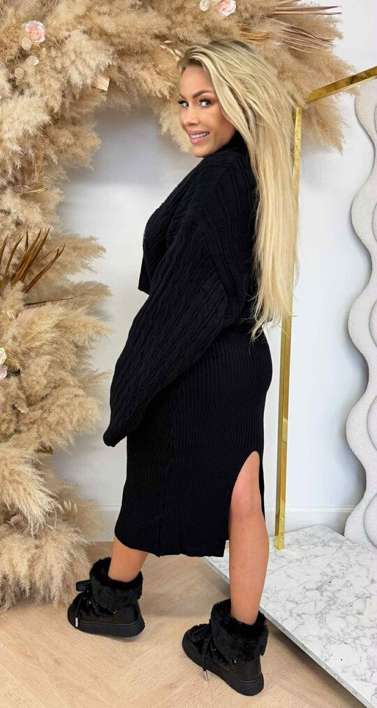 PERFECT SET DRESS + SWEAT 8780 BLACK