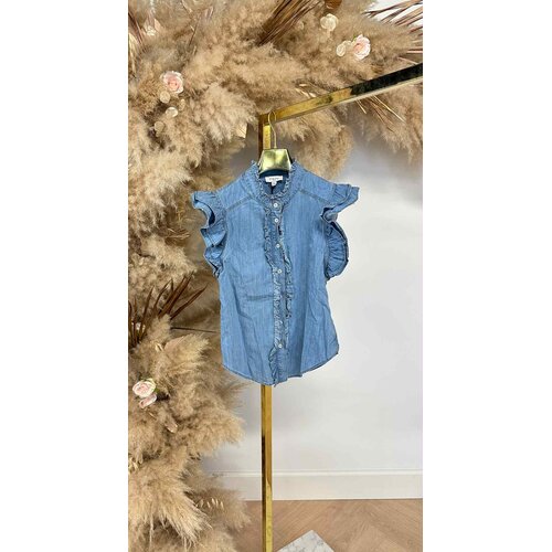 CIMINY RUFFLE BLOUSE C10458 JEANSBLUE