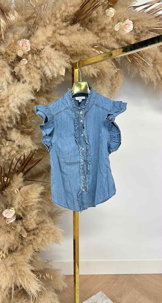 CIMINY RUFFLE BLOUSE C10458 JEANSBLUE