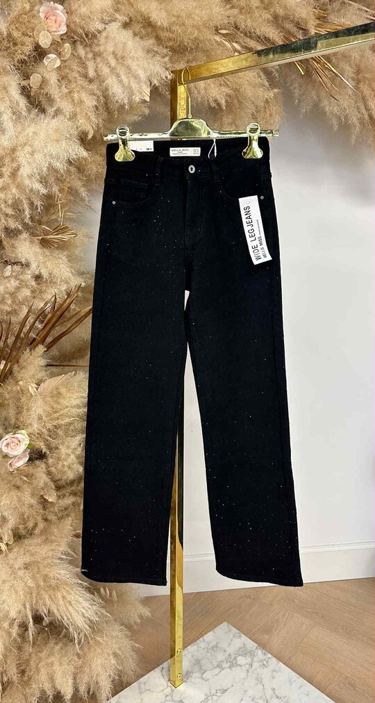 WIDE LEG SPARKLE JEANS 6765 BLACK