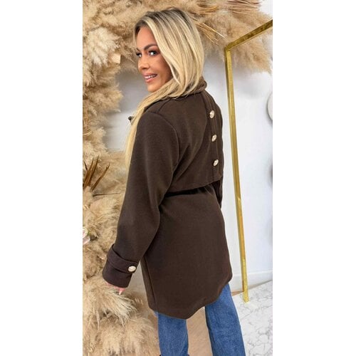 SIMONE BUTTON COAT CHOCO SIMONE BUTTON COAT CHOCO