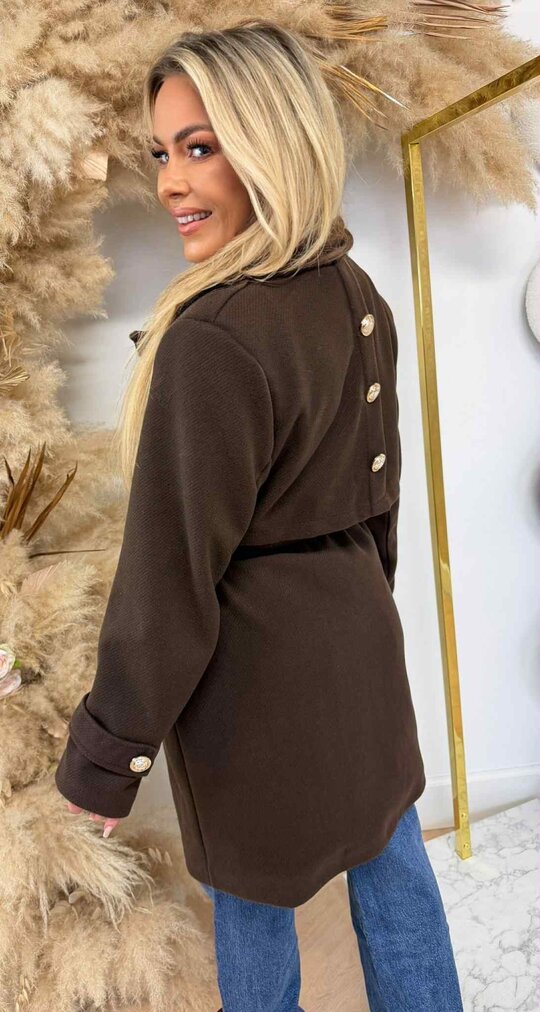 SIMONE BUTTON COAT CHOCO