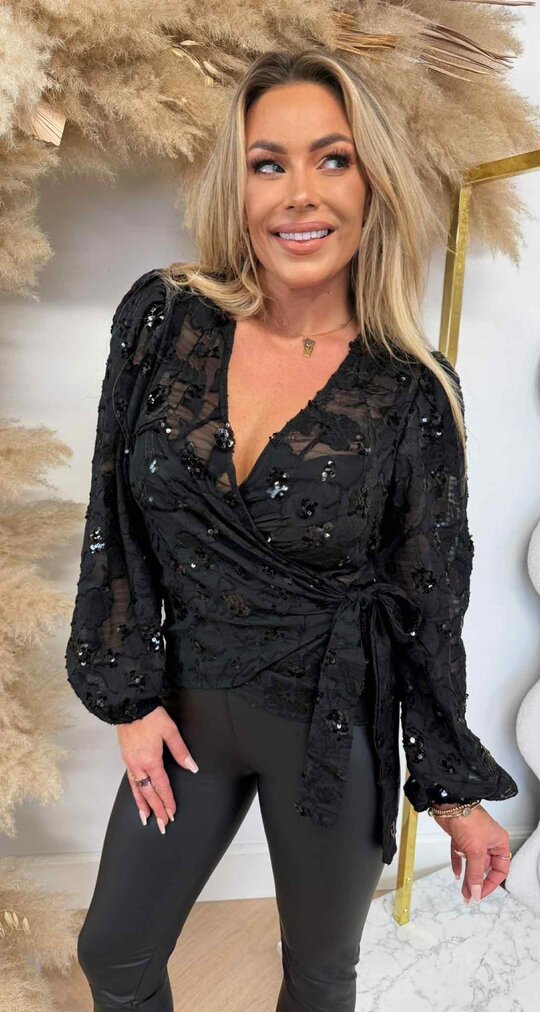 SEQUIN OMSLAG TOP 8866-1 BLACK