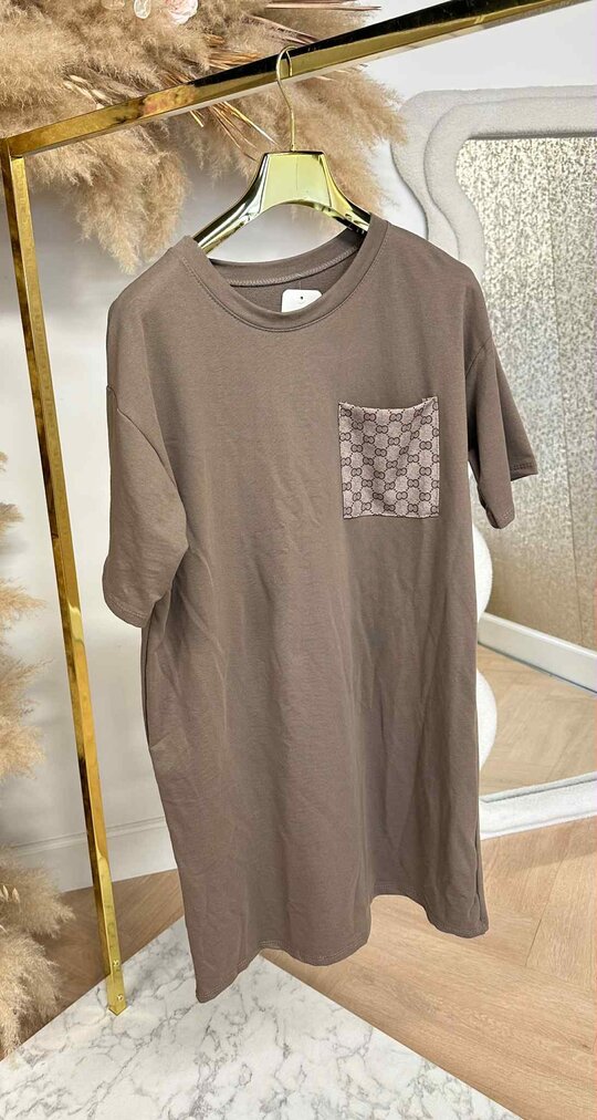 INSPIRED POCKET LONG TEE TAUPE