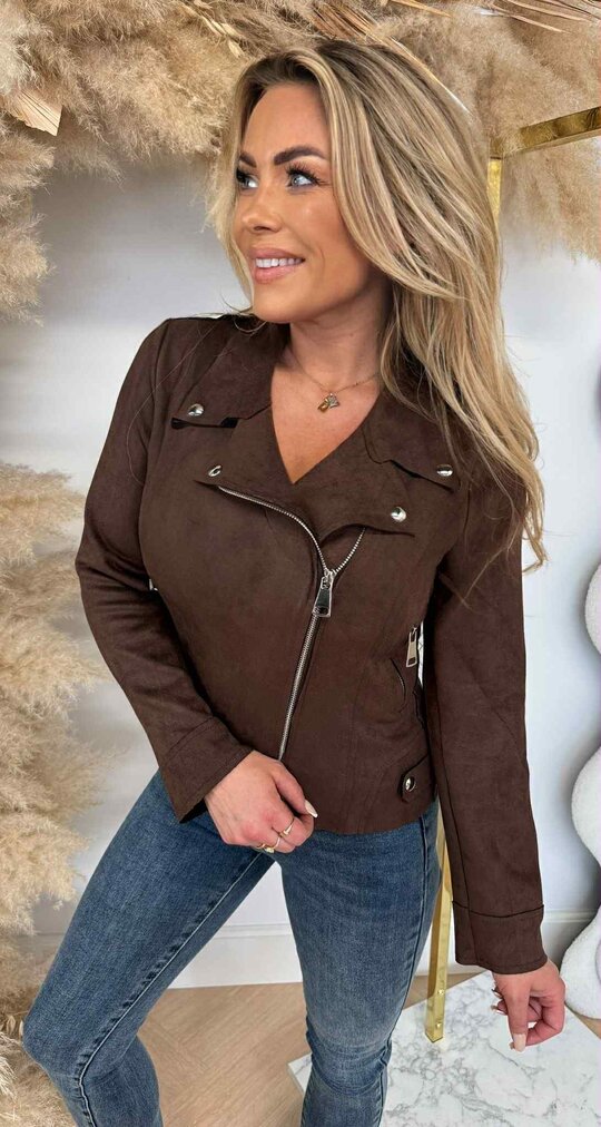 SUEDINE ZIP JACKET 3346 CHOCO