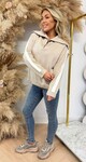 STRIPE SLEEVE ZIP SWEAT 5671 BEIGE