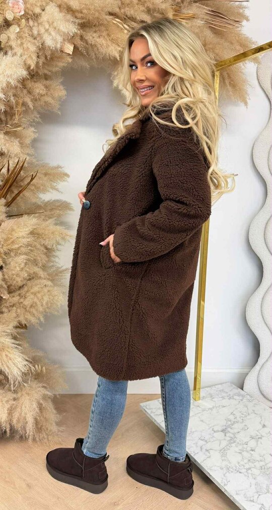 SUPER SOFT TEDDY COAT CHOCO