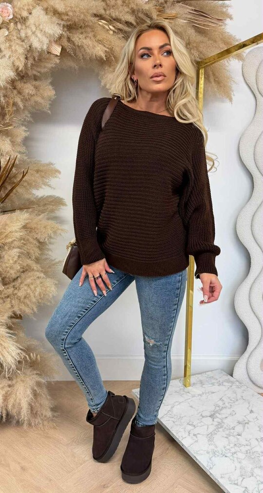 BASIC KNITTED SWEATER CHOCO