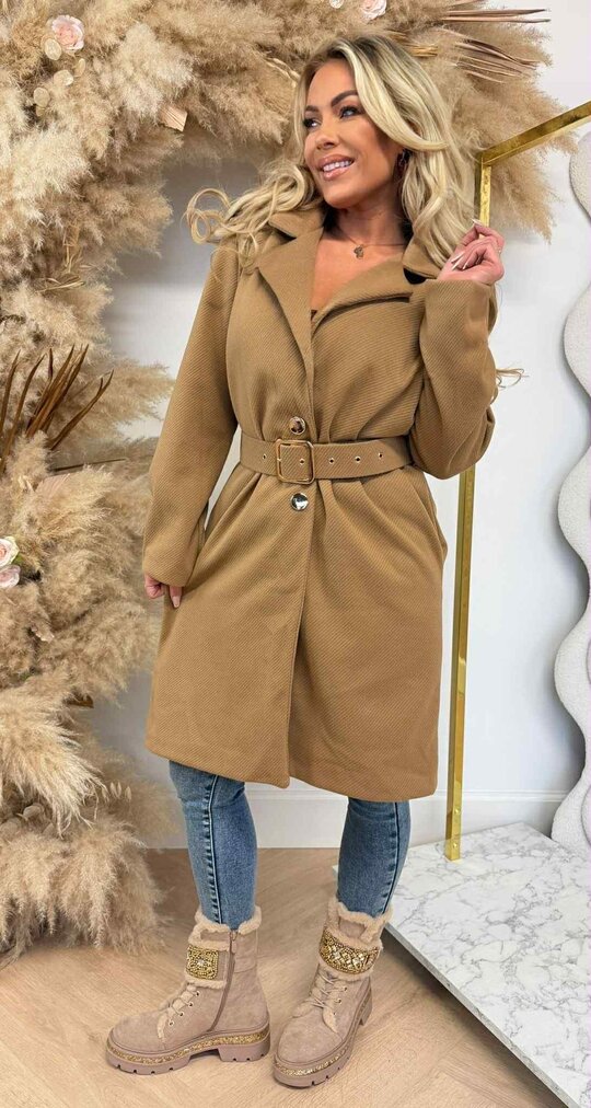 PERFECT BELT COAT CAMEL