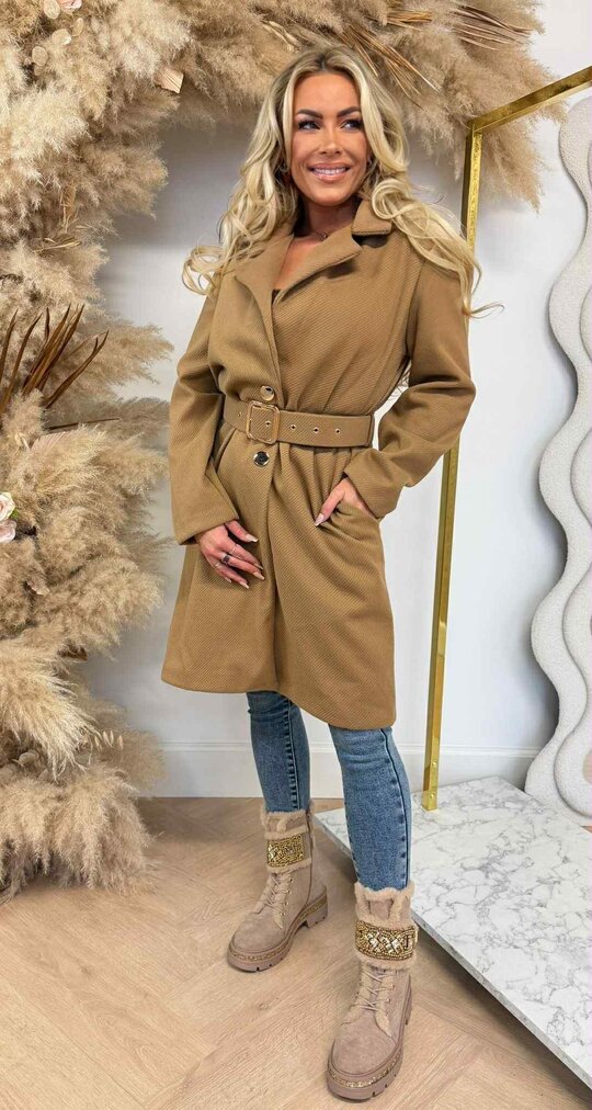 PERFECT BELT COAT CAMEL