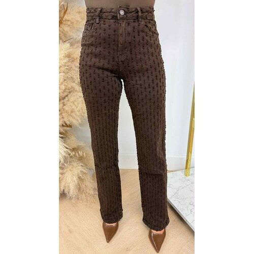 DESTROYED WIDE LEG JEANS 655-19 CHOCO