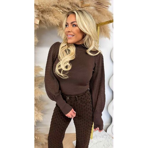 MESH SLEEVE TOP 9324 CHOCO