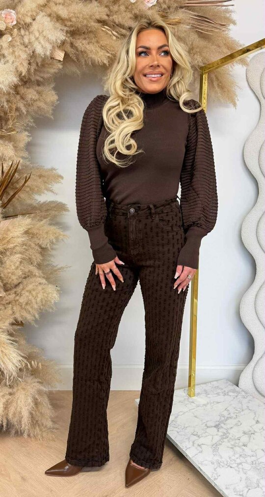 MESH SLEEVE TOP 9324 CHOCO