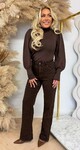MESH SLEEVE TOP 9324 CHOCO