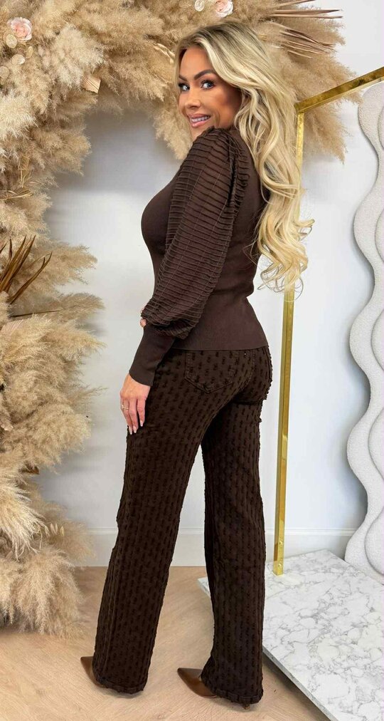 MESH SLEEVE TOP 9324 CHOCO