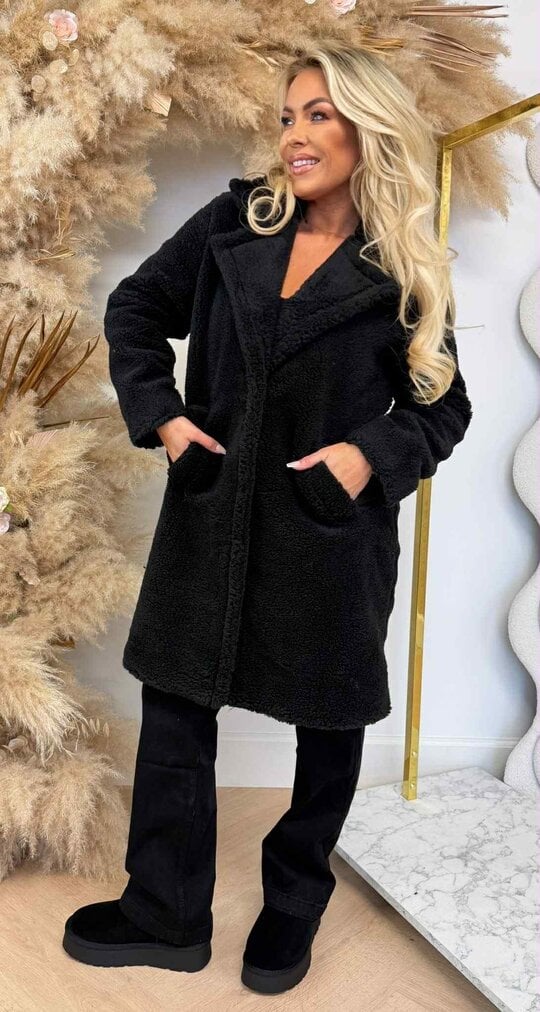 SUPER SOFT TEDDY COAT BLACK