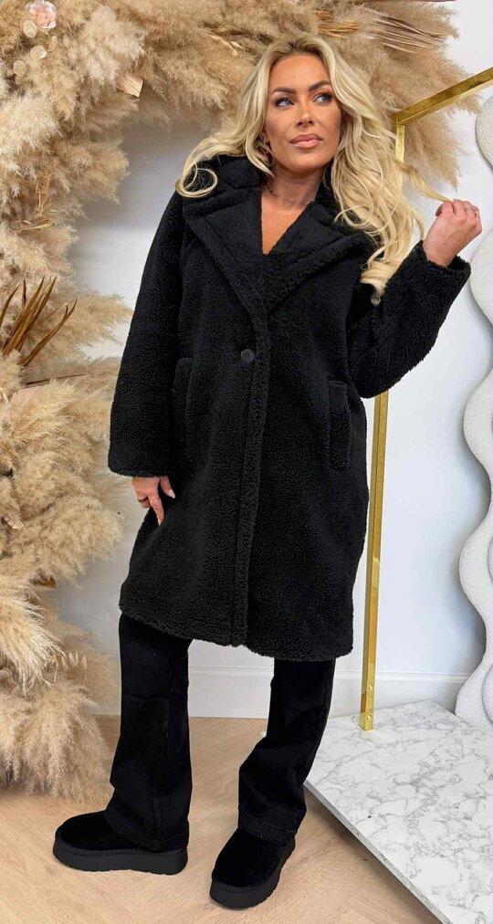 SUPER SOFT TEDDY COAT BLACK