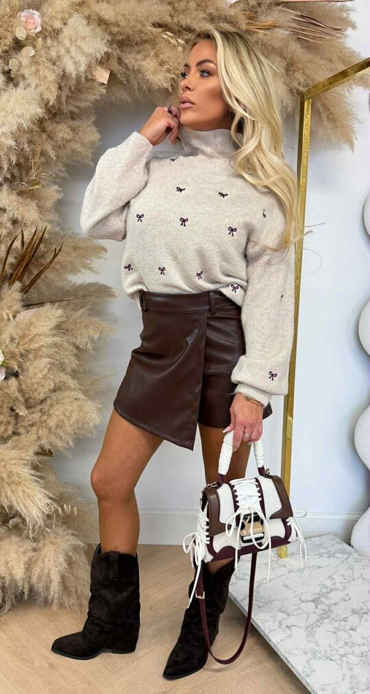 BOW TURTLE NECK SWEAT SH700 BEIGE