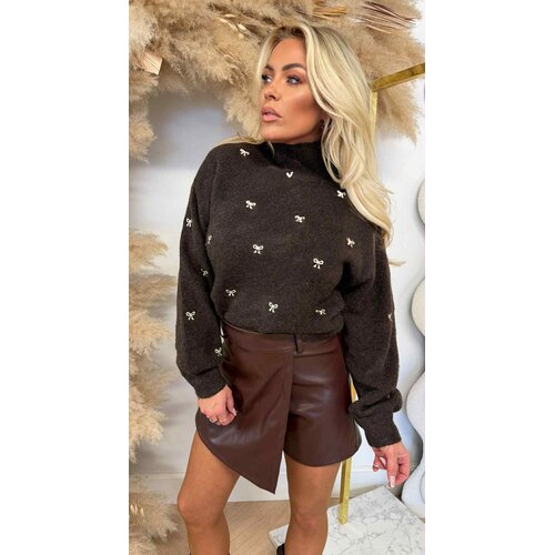 BOW TURTLE NECK SWEAT SH700 CHOCO BOW TURTLE NECK SWEAT SH700 CHOCO