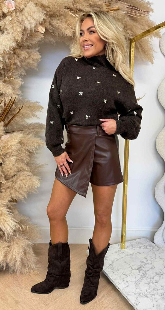 BOW TURTLE NECK SWEAT SH700 CHOCO