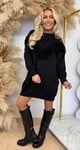FRINGE STUDDED DRESS 6541 BLACK