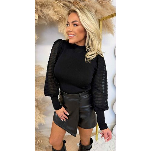 MESH SLEEVE TOP 9324 BLACK