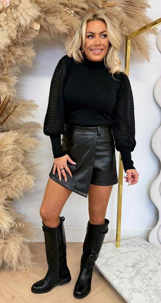 MESH SLEEVE TOP 9324 BLACK