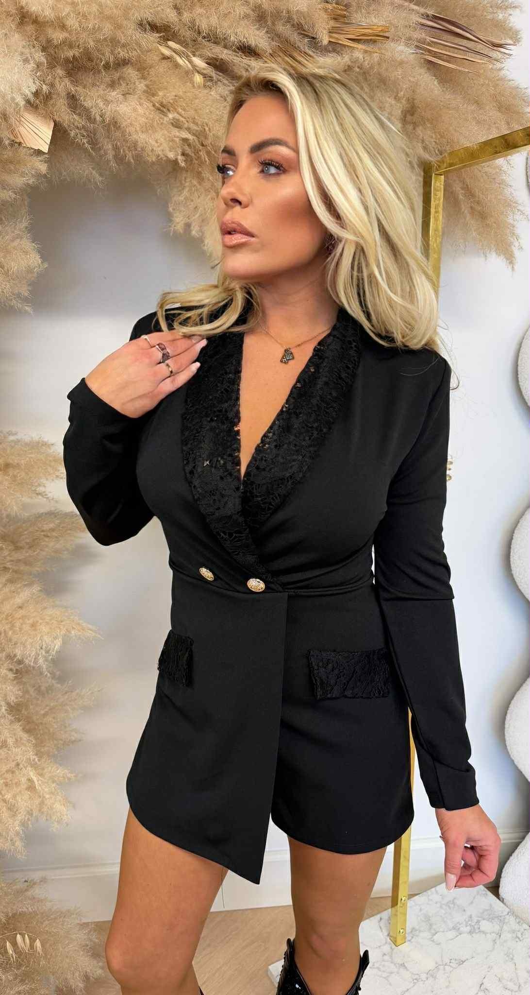 LACE CHIQUE PLAYSUIT BLACK/BLACK LACE CHIQUE PLAYSUIT BLACK/BLACK