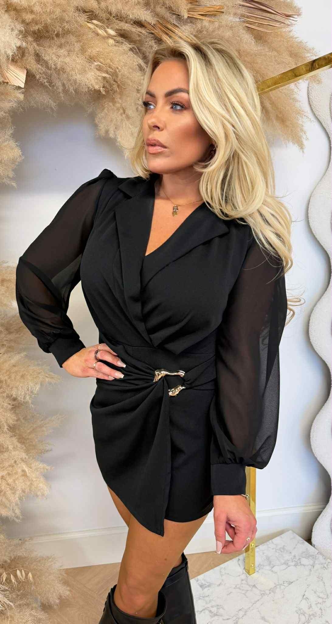 GOLDIE OMSLAG PLAYSUIT BLACK