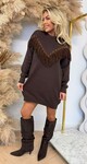 FRINGE STUDDED DRESS 6541 CHOCO