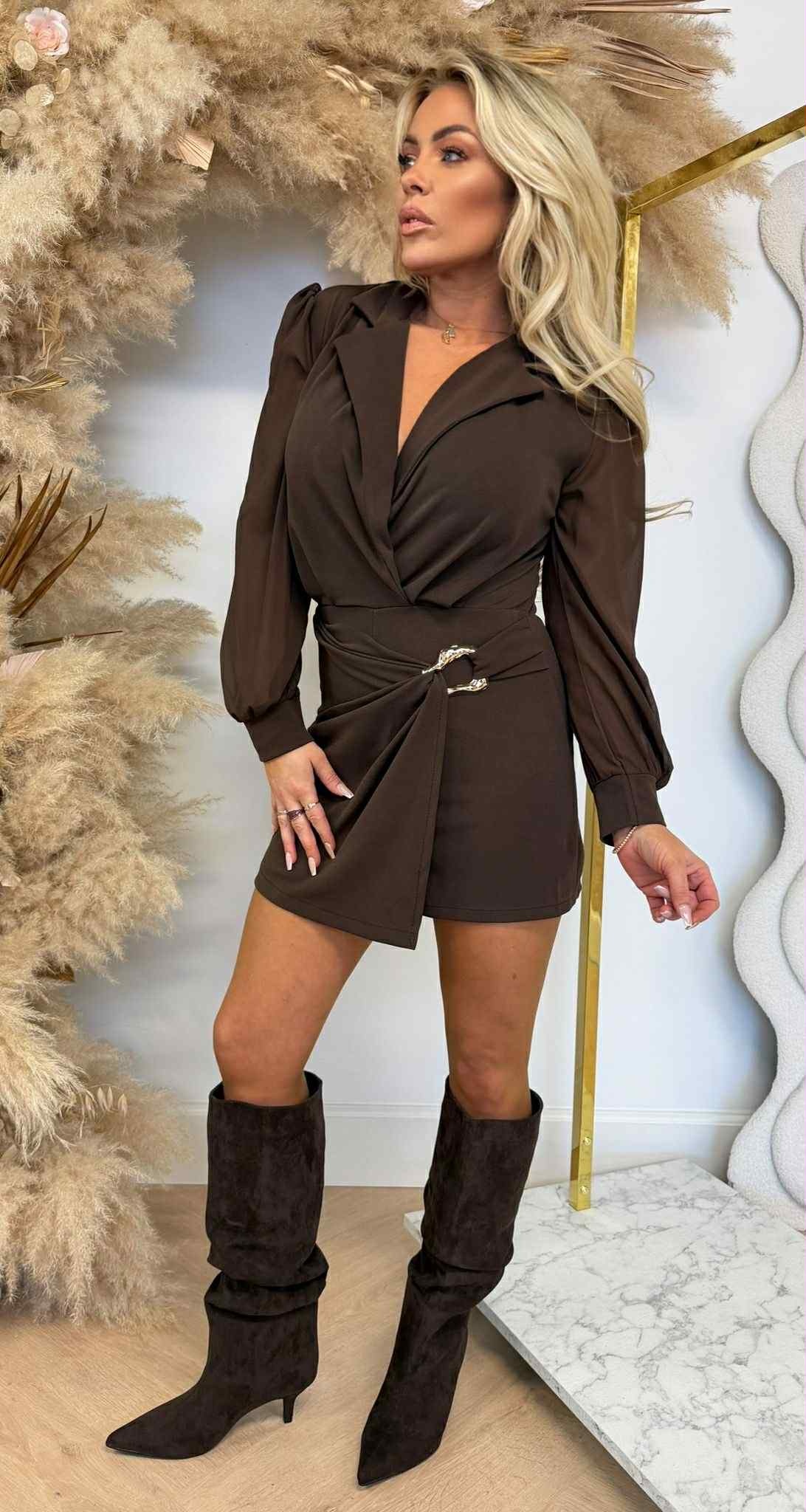 GOLDIE OMSLAG PLAYSUIT CHOCO