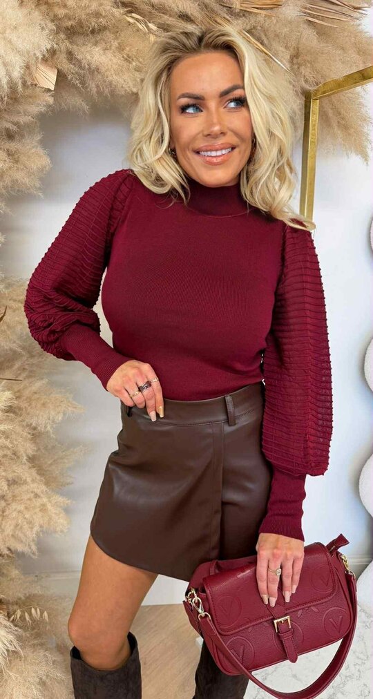 MESH SLEEVE TOP 9324 BORDEAUX