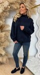 GLAM BUTTON SWEAT 8056 NAVY