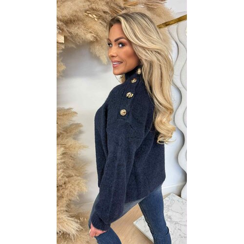 GLAM BUTTON SWEAT 8056 NAVY GLAM BUTTON SWEAT 8056 NAVY