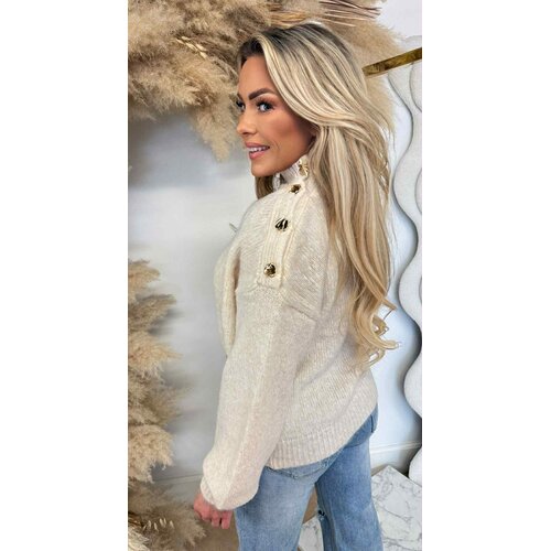 GLAM BUTTON SWEAT 8056 BEIGE GLAM BUTTON SWEAT 8056 BEIGE