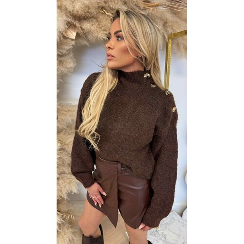 GLAM BUTTON SWEAT 8056 CHOCO GLAM BUTTON SWEAT 8056 CHOCO