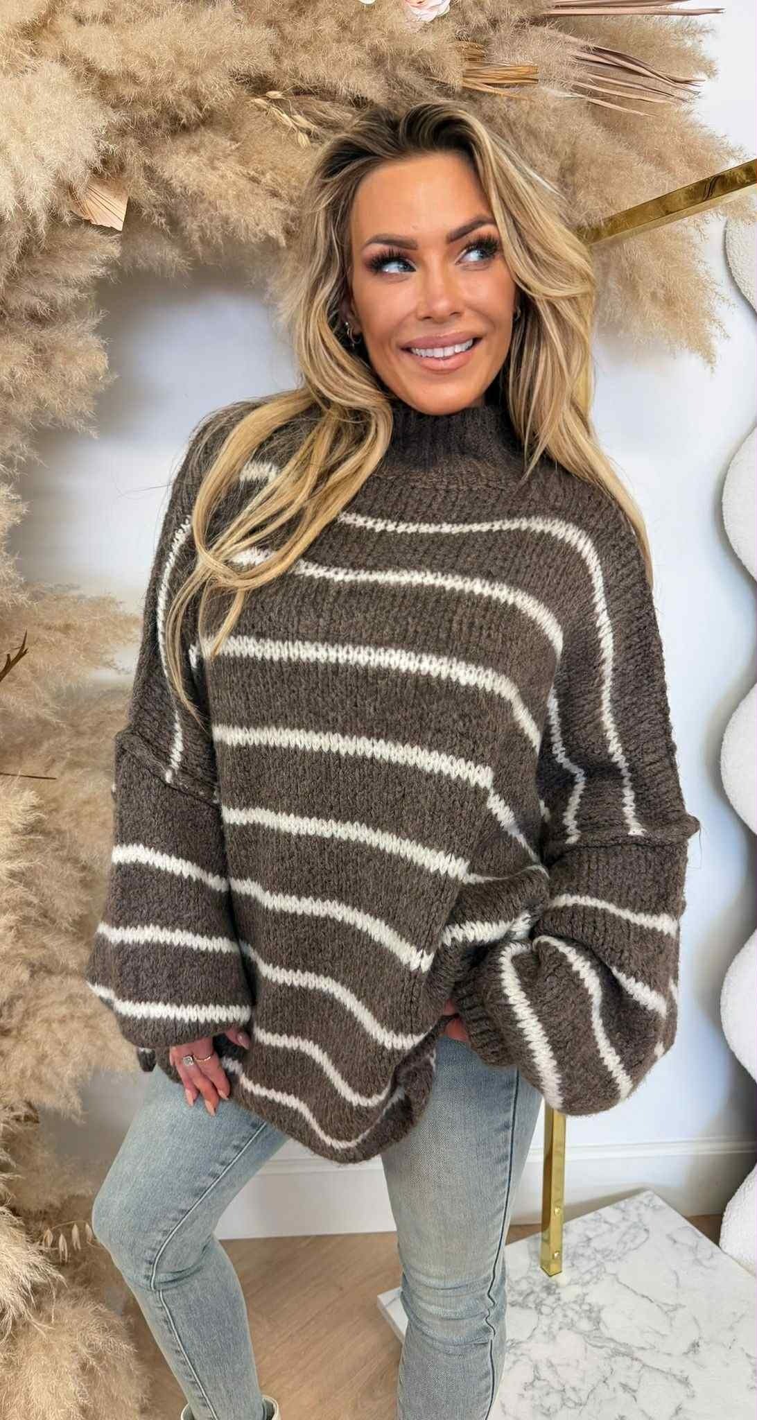 OVERSIZED JUMELLE STIKSEL STRIPE SWEAT CHOCO