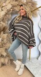OVERSIZED JUMELLE STIKSEL STRIPE SWEAT CHOCO OVERSIZED JUMELLE STIKSEL STRIPE SWEAT CHOCO