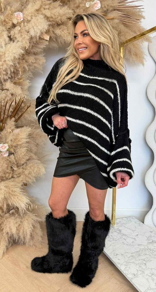 JUMELLE STIKSEL STRIPE SWEAT BLACK
