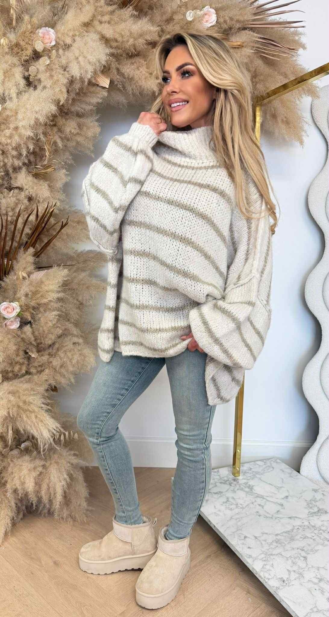 OVERSIZED JUMELLE STIKSEL STRIPE SWEAT BEIGE