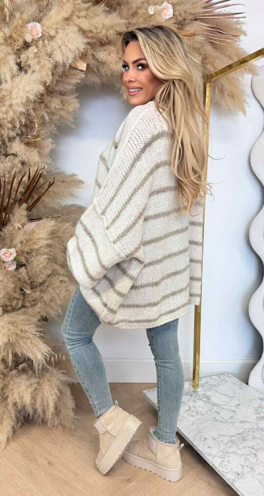 JUMELLE STIKSEL STRIPE SWEAT BEIGE