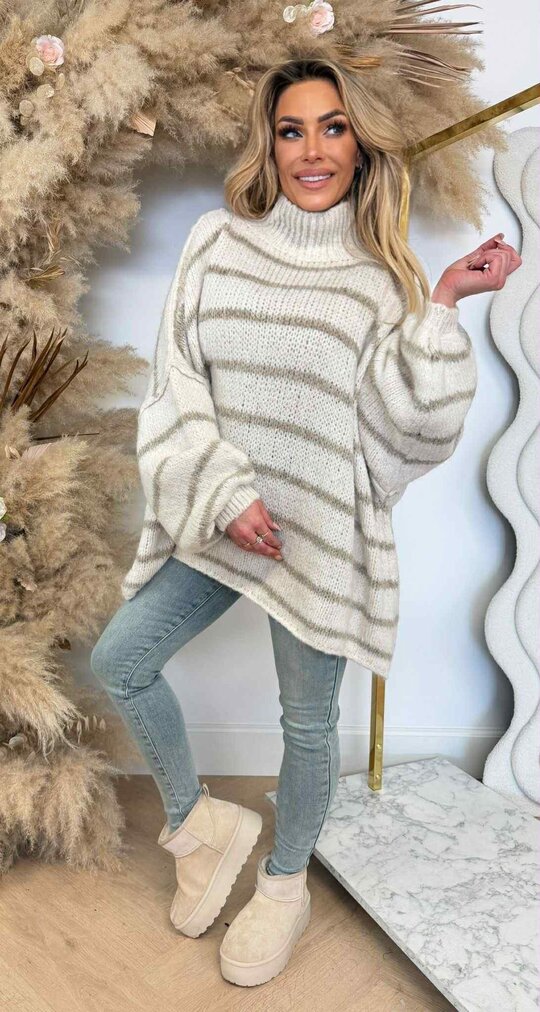 JUMELLE STIKSEL STRIPE SWEAT BEIGE
