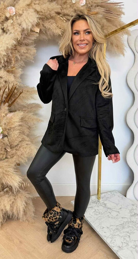 SUEDINE LOOSE FIT BLAZER BLACK