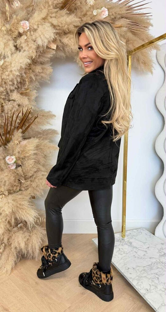 SUEDINE LOOSE FIT BLAZER BLACK