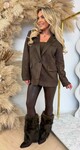 SUEDINE LOOSE FIT BLAZER CHOCO