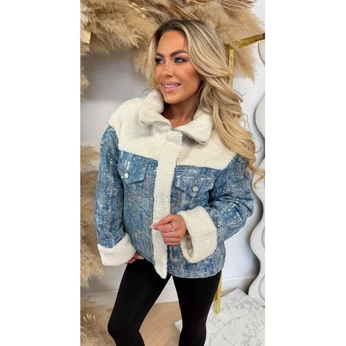 SEQUIN TEDDY DENIM JACKET 30040 DENIMBLUE SEQUIN TEDDY DENIM JACKET 30040 DENIMBLUE