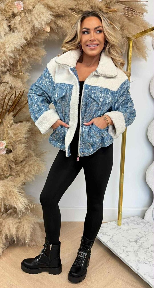 SEQUIN TEDDY DENIM JACKET 30040 DENIMBLUE SEQUIN TEDDY DENIM JACKET 30040 DENIMBLUE