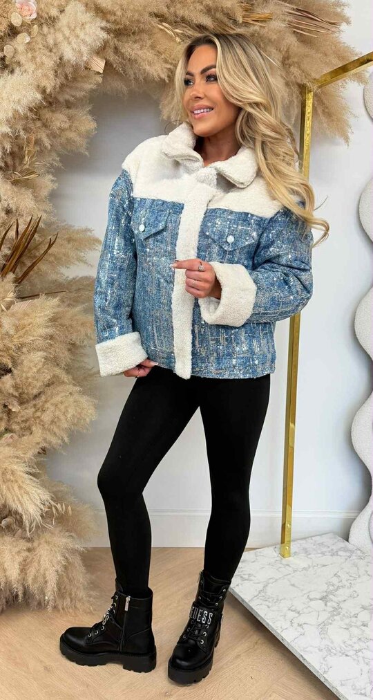 SEQUIN TEDDY DENIM JACKET 30040 DENIMBLUE SEQUIN TEDDY DENIM JACKET 30040 DENIMBLUE